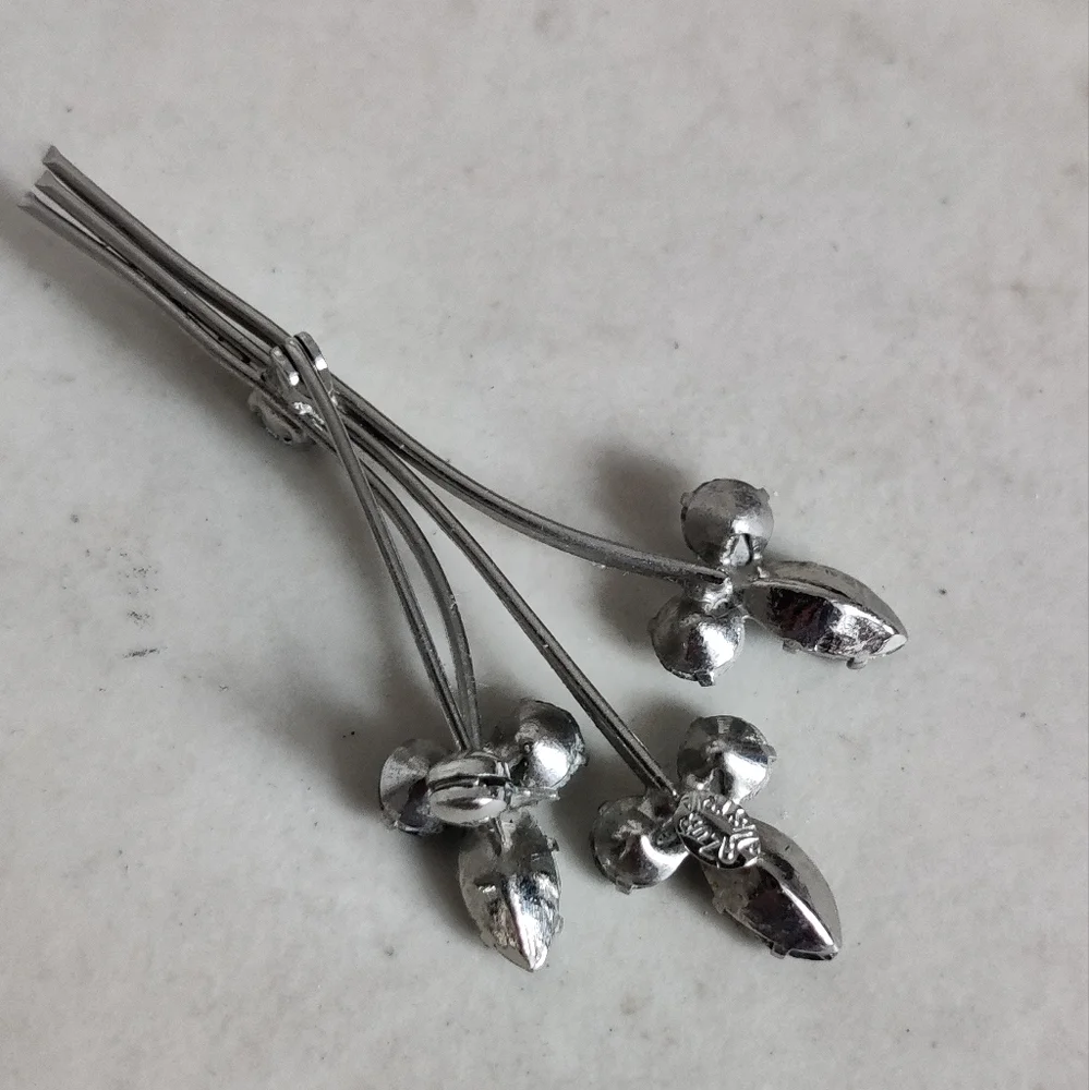 Vintage Signed Azub Austria Flower Bouquet Brooch - Picture 6 of 12